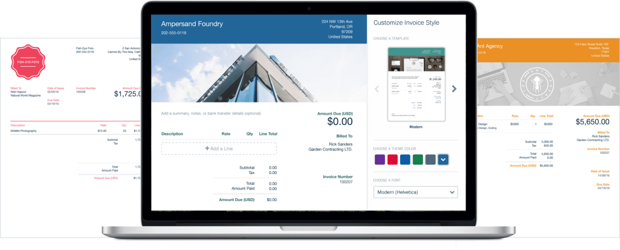 FreshBooks invoice customization