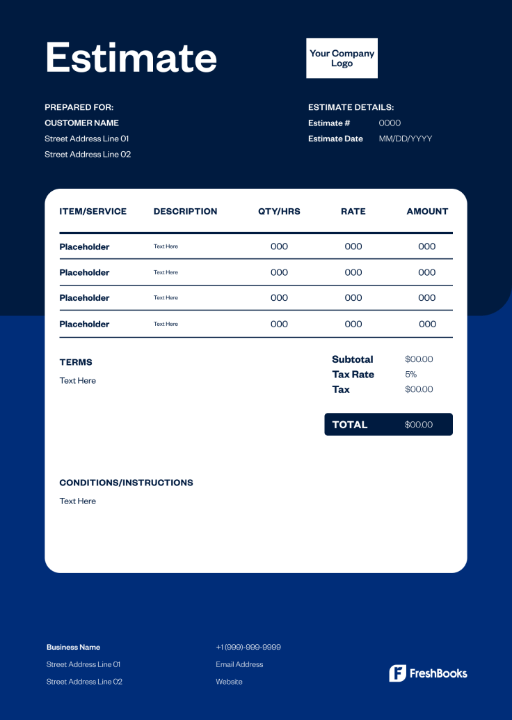 Pool Estimate Template - Style 11